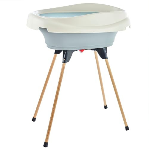 THERMOBABY - Pack Plan à Langer et Baignoire VASCO - 2 en 1 - Table à Langer - Baignoire Bébé sur pieds pliables - De la naissance à l'âge de 12 mois (max. 11 kg) - Fabriqué en France