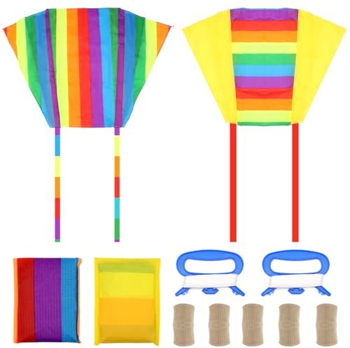 Scettar 2 Stück Lenkdrachen, Pocket Kite für Outdoor-Aktivitäten, Geschenk mit 5-Farbigen Fingerschützern