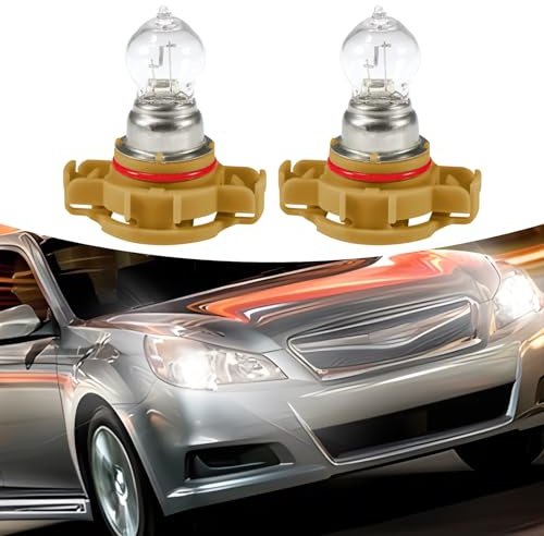 Flygun 2 PCS Car Halogen Fog Light Bulb, PSX24W 3200-3500K Clear Light Source UV-resistant Quartz Glass Steering Brake Light, Lighting Replacement Modification Accessory, for Most Cars (White)