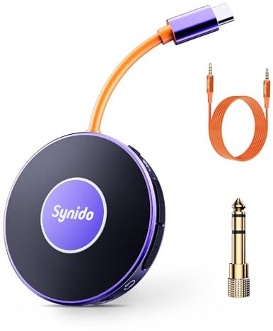 Synido Portable Guitar Audio Interface for iPhone, Mac, iOS, iPad, Android, PC with USB-C, 24bit, 48kHz Music Recording Audio Interface for Outdoor Live Streaming Studio Equipment(Upgraded)