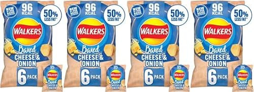 Baked Cheese & Onion Snacks Crisps (6 x 22g) 4 x 132g,New Paper Outer Bag! This paper outer bag is part of our journey to reduce virgin plastic in our Baked range packaging and can be recycled at home