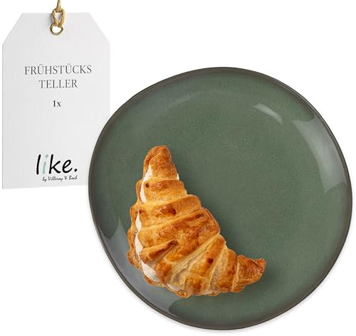 Villeroy & Boch – Lave Vert Frukosttallrik, liten, grön, tål maskindisk och mikrovågsugn, för mjuka kakor, frukost och snacks, handbearbetad stil, reaktiv glasyr och rustik charm, stengods
