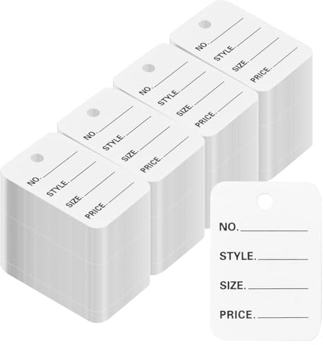 Anseom 1000Pcs Etiquetas de Precio, 3.5cmx5cm Mini Etiquetas de Precio de Papel Blanco, Etiquetas de Marcado para Ropa, Etiquetas Regalo Perforadas para Ropa Zapatos Sombrero