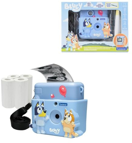 Lexibook, Starcam® Print, Pack caméra avec imprimante instantanée, Carte SD, 4 Rouleaux de Papier, dragonne, Protection 3D Bluey et kit de Personnalisation Inclus, Bleu, DJ130BYZ