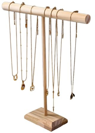 Piceioep Espacioso expositor de madera para brazaletes y pulseras, elegante soporte para pulseras con base de madera, organizador de accesorios