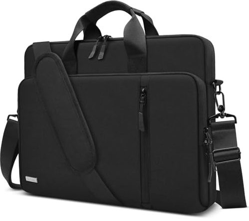 TECOOL 15.6 16 Inch Laptop Bag, 360 Protective Case Messenger Bag Waterproof Computer Sleeve Briefcase with Shoulder Strap for 15.6 16 Inch Laptop Notebook Chromebook, MacBook Pro 16, Black