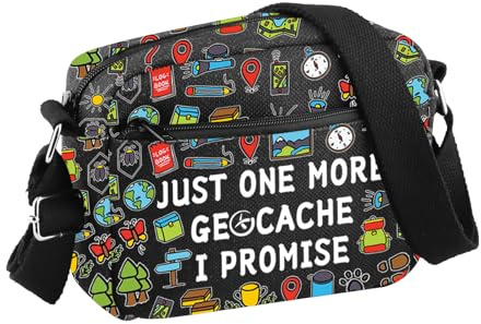 PLITI Geocaching Crossbody Bag Geocacher Gift Just One More Geocache I Promise Gift Outdoor Lover Gift Treasure Hunter Gift (More Geocache CBblU)