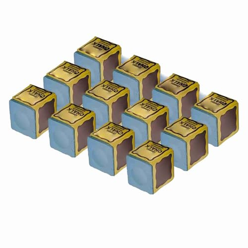Yctze Craie de Billard Professionnelle, de Craie de Piscine, 12 Paquets en Bleu, Accessoires de Table de Billard, Jeux à Domicile