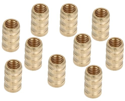ROMISBABA Kit de 10 Tuercas Moleteadas de Latón M10 X 11.5 X 20 Mm para Inserción, Tuercas de Inserción Roscadas Hembra, Accesorios para Impresoras 3d, Piezas para Estuches Plásticos