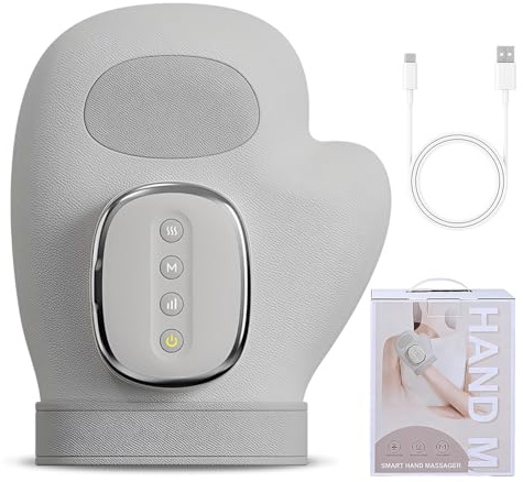 Massaggiatore manuale per artrite, massaggiatore per mani con calore e compressione, 3 massaggi e 3 temperature, 5 livelli e timer automatico, massaggiatore manuale con ricarica USB per alleviare il
