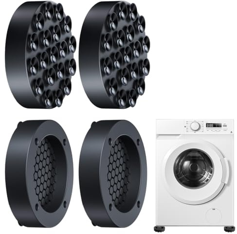 YIPFEN 4 Piezas Universal Amortiguadores de Vibración Goma Antivibración Alfombrilla Antideslizante para Lavadoras y Refrigeradores (Negro)