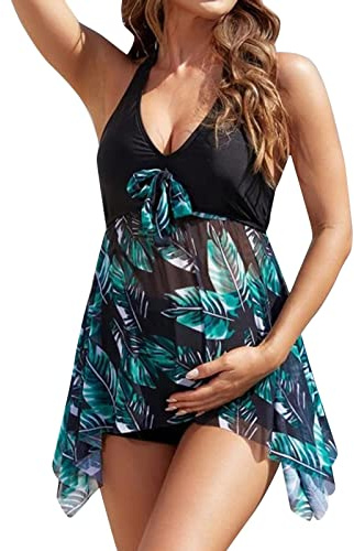 Maillot De Bain Grossesse Maternité Tankini Retro Jupette Vintage Natation Femme Enceinte Trikini Grande Taille Bikini Ronde Curvy Maillots Été Piscine