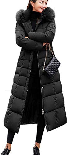 Earnmore Abrigos Mujer Chaquetas de Pluma Largo Acolchado Chaqueta con Capucha Casual Parka Slim Fit Abrigos de Invierno Largas Abrigos de Plumas para Mujer