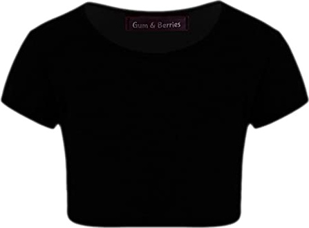 Kids Girls Neon Fluorescent Plain Short Sleeve Crop Tops T-Shirt Tee Top Dance Wear Gymnastic Fancy Dress Colour: Black - Size: 11-12 Years
