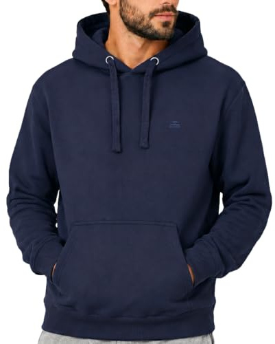 Iron Mountain Sudadera Hombre con Capucha Fleece – Hoodie Algodón Ligero y Cálido con Bolsillo Canguro, Sudadera Workwear para Deporte y Uso Diario (Azul Marino, XL)