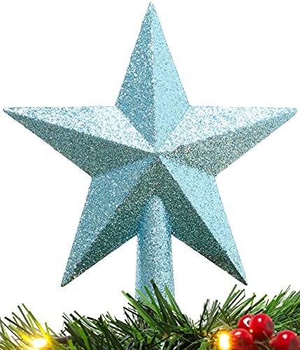 Christmas Concepts® 20cm Glitter Tree Topper - Adorno para la Punta del árbol de Navidad (Azul Hielo)