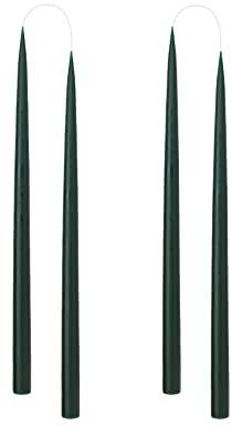 Kunstindustrien® Tapered Candles, Made in Denmark, 42 Colours Available, Dripless & Smokeless Dinner Candles, Candles Long Burning 15 Hours, Unscented Candle Gift Set, 4pcs. 2.2 x 35cm (Forest Green)