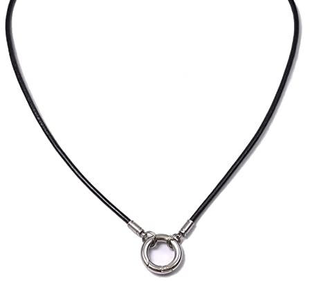 Auroris Lederkette schwarz 2mm mit Karabiner-Ring aus Edelstahl Länge 42cm