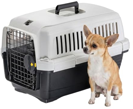 Ferplast Transportín Gato Clipper 1, IATA, Transportín Perro Pequeño y Gatos de hasta 5 Kg, Transportín Rígido, Viaje Mascotas Coche Avión Tren, 50 x 33 x h 32 cm, Puerta de Acero, Cierre Seguro