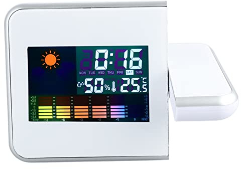 Projection Alarm Clock for Bedroom,Digital Clock with 180° Rotatable Projector,Clear LED Display,USB Charger,Snooze,Thermometer and Hygrometer,Digital Alarm Clock for Bedroom