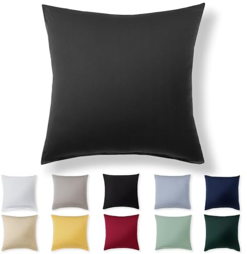 Alreya Kissenbezug 80 x 80 cm - Anthrazit - 100% Jersey Baumwolle - Kissenhülle für Kissen 80x80 cm, Jersey Kopfkissenbezüge, Superweicher Kissenbezug 80x80 mit Reißverschluss