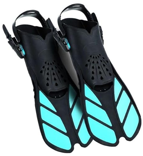 Tevimpeya Snorkel Fins Adjustable Strap Open Heel Flippers Travel Size Short Fins for Men Women Snorkeling Swimming