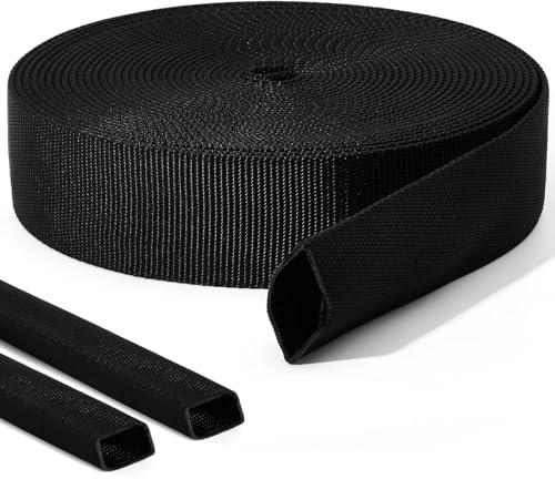 Hanaive 26 ft Nylon Hydraulic Hose Protector Sleeve Tig Torch Cable Cover Black Protective Cover Hose Sheath Hydraulic Wrap Cutting Wire Sheath Sleeve Management Wrap for Cord Tig(2 Inch Id)
