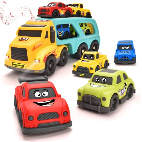 Hodlvant Trasportino giocattolo per bambini, 5 in 1, giocattolo per auto, giocattolo con suono e luci, giocattolo da costruzione auto, camion per ragazzi e ragazze, 2-5 anni, regalo di compleanno