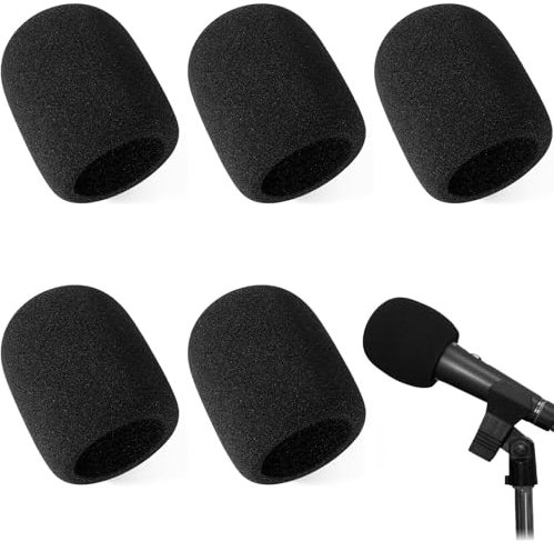 5 Stück Mikrofon Windschutz,Popschutz Mikrofon,Staubdicht Mic Foam Cover,Staubdicht Und Antibakteriell Mic Foam Cover,Elastischer Mikrofon Schaumstoff, Für Ktv, Outdoor-Aktivitäten (Schwarz)