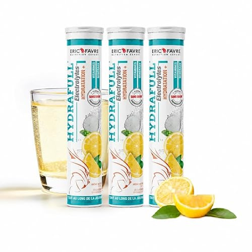 HYDRAFULL ELECTROLYTES - Hydratation et Reminéralisation Équilibrées, Sans Sucre, avec Vitamines et Minéraux Essentiels - Lot de 3 x 20 Comprimés - Saveur Citron - Eric Favre