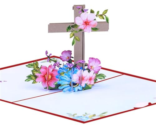 Tarjeta de felicitación de Pascua con cruces, tarjeta de Pascua emergente, tarjeta de simpatía religiosa de regalo