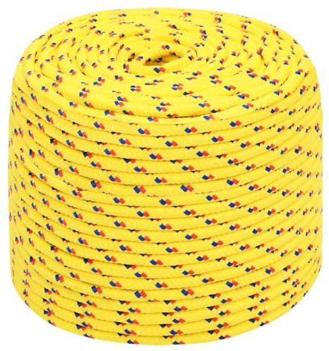 Cuerda de saltar de polipropileno amarilla 6 mm 25 m para jardín, camping, barco y agricultura