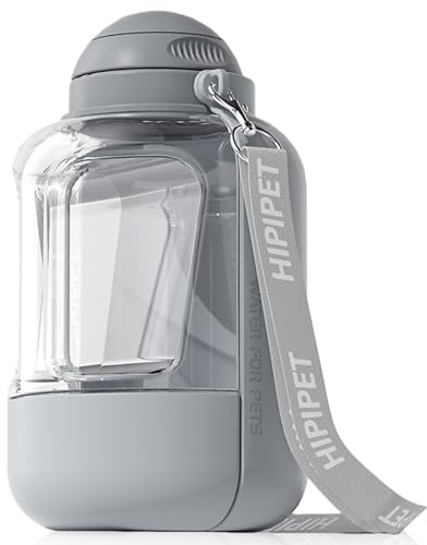 Botella para perros para viajes, 1000 ml, botella y cuenco 3 en 1 para viajes con 300 ml de comida para perros, 100% a prueba de fugas, cuenco de agua con válvula de retorno de agua para perros y