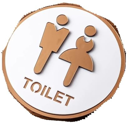 Cartel Wc Letrero for baño, placa for puerta de baño de hombres y mujeres, recordatorio cálido, pegatinas for puerta de inodoro(20cm x 20cm,Type 1)