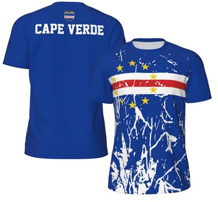 DJNGN Cape Verde Flag Grain Sports Jersey T-Shirt 3D Printed for Running Bike Soccer Tennis Fitness Fans Men Mesh Shirts