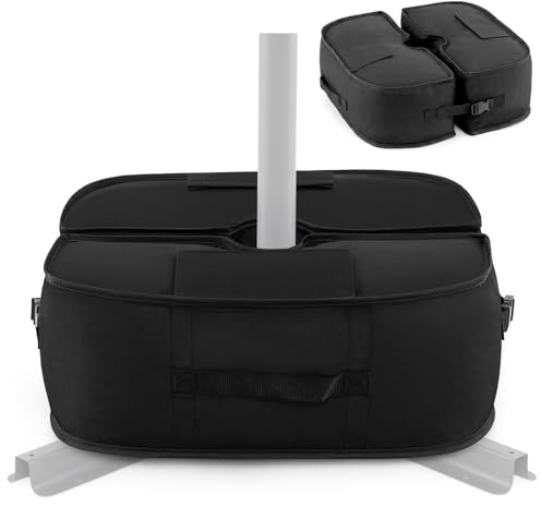 RELAX4LIFE Sac de Lestage pour Pied de Parasol, Poids de Base en Tissu Oxford 40kg, Sac de Sable Robuste avec Poignées, pour Parasol Déporté ou Droit, Jardin, Terrasse, Plage (Ovale,Noir)