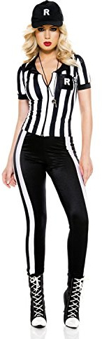 Celina 4 PC. Ladies Half Time Referee Costume Set - Meidum/Large - Black/White