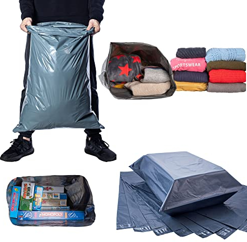 Calzette 10x Große Brieftasche aus Kunststoff 43 cm x 60 cm - Versandtaschen für Versand und Verpackung mit Haftklebung - Robuste graue Briefumschläge