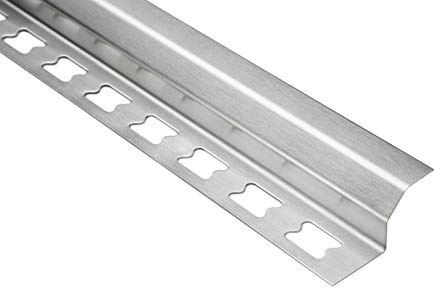 HEXIM Kakelskenor/skenor i rostfritt stål, borstad silver, 2 m – stort urval av skenhöjder och profiler, V2A rostfritt stål – 10 mm rakt innerhörn