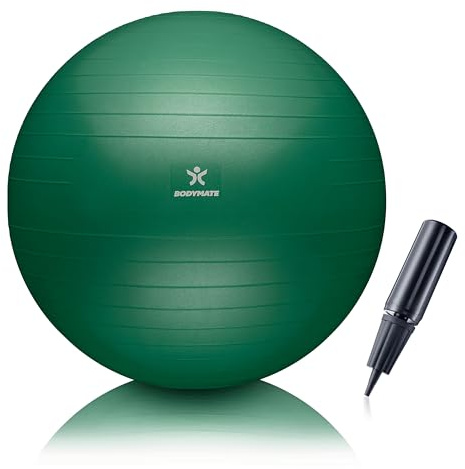 BODYMATE Pelota de Ejercicio para Fitnes con Sistema antirreventones | con bombín | Bola de Yoga Pilates y Ejercicio | Balón para Sentarse | Balon de Ejercicio para Fitness