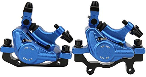 Demeras Cycling Brake Caliper HB-100 Mountain Bike Line Pulling Hydraulic Disc Brake Sets Oil Pressure Disc Brakes Tool Calipers(Blue)
