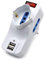 Adattatore Compatto bianco - con 2 Prese Italiane 10/16A, 1 presa Schuko/Italiana (Tedesca) 10/16A e 2 Prese USB - Spina Schuko 16A con Interruttore
