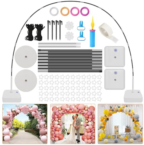 TWBEST Set med ballongbåge, 2,7 x 3 m, ballongbåge, ram med fot, ballongbåge, sats med bas, bröllopsbåge, justerbar ballongbåge med ballongstativ, tillverkning av ljus