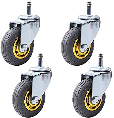 ZJYWMM 3Inch Moving Caster Wheels Universal Heavy Duty Wheels for Furniture,Trolley Wheels with Rubber,Transport Rollers Dining Cars Replacement Wheels,Stem M11x35mm,Load 200kg,4 Pcs