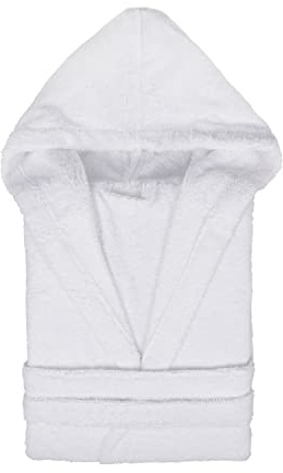 TRAMAS+ Accappatoio da Bagno 100% Cotone Uomo e Donna, 450g, Cappuccio, Cintura Regolabile, 2 Tasche, Alta Assorbenza, Morbido e Confortevole, Certificato OEKO-TEX - L, Bianco