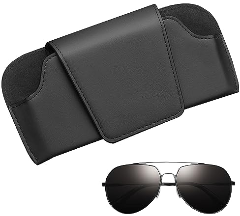 Gafas de Sol Caja para Coche, Soporte para Gafas de Sol para Coche Visera, Fundas Gafas de Sol de Cuero para Coche, Porta Gafas para Coche, Universal Accesorios Coche Interior | Negro | 17×8cm (1)