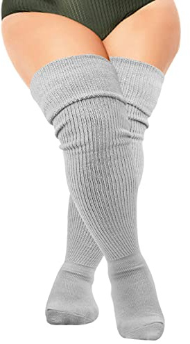 DRESHOW Grande Talla Mujer Calcetines Hasta la Rodilla Extra Largos Casual Sobre la Rodilla Medias Hasta el Muslo Calientapiernas para Cosplay Deporte
