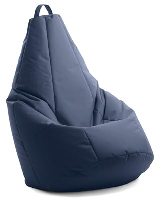 Avalon - Puff Poltrona Sacco Pera Deluxe Grande Sfoderabile, Pouf Sacco di Qualità Sartoriale, Bean Bag per Sedersi Ergonomico, Tessuto Antistrappo Impermeabile, Made in Italy(70x130cm-Blu Scuro)