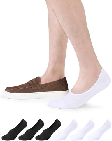 CLOSEMATE Chaussettes Invisibles Homme Femme Socquettes 39-42 43-46 élastiques en Coton 6 Paires Basses Courtes Respirantes Antidérapantes pour Loafers Mocassins Baskets en Blanc Noir Gris