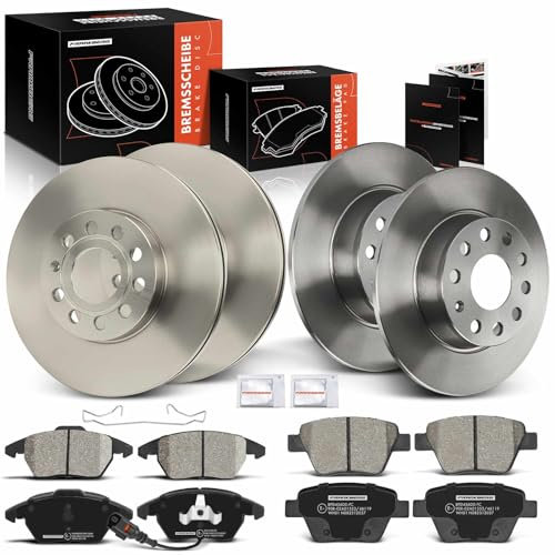 Frankberg 4x Bremsscheiben + 8x Bremsbeläge mit Bremsenschmiermittel Kompatibel mit Golf VI 5K1 2008-2013 J.e.t.t.a IV 162 163 AV2 AV3 2010-2024 Tou.ran 1T3 2010-2015 Replace# 8E0615601D